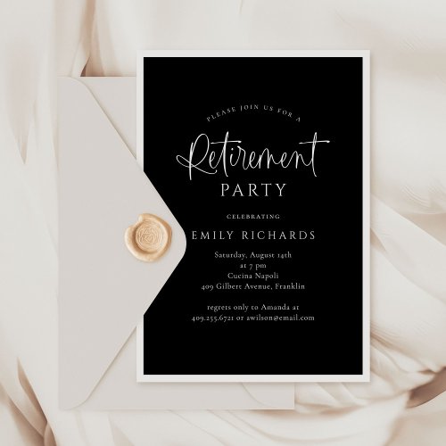 Simple Elegant Calligraphy Script Retirement Party Invitation
