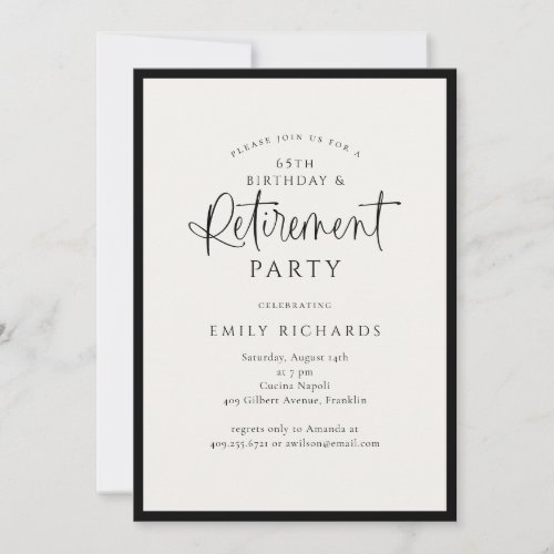 Simple Elegant Calligraphy Script Retirement Party Invitation