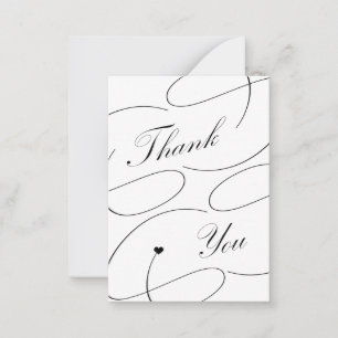 Simple elegant calligraphy script thank you note card