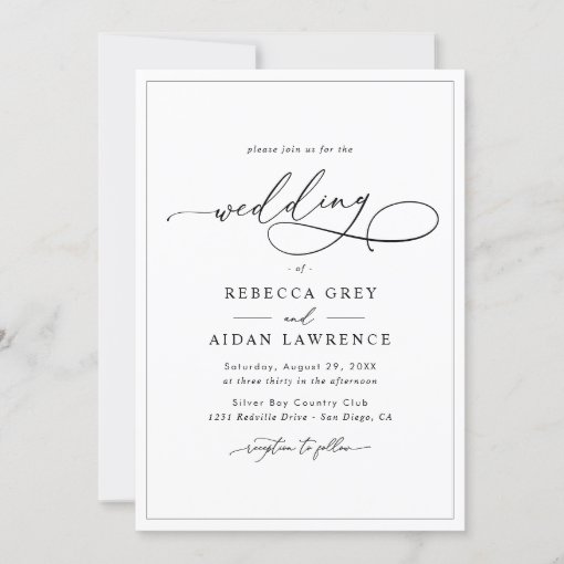 Simple Elegant Calligraphy Script Wedding Invitation | Zazzle