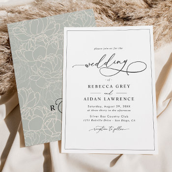 Simple Elegant Calligraphy Script Wedding Invitation by PeachBloome at Zazzle