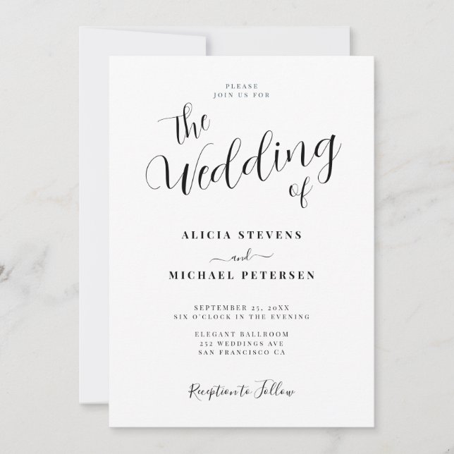 Simple elegant calligraphy script wedding invitation (Front)