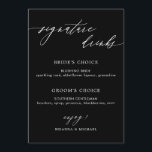 Simple Elegant Calligraphy Signature Drinks Black Menu<br><div class="desc">Black and white elegant calligraphy signature drinks menu.</div>