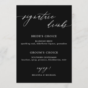 Simple Elegant Calligraphy Signature Drinks Black Menu