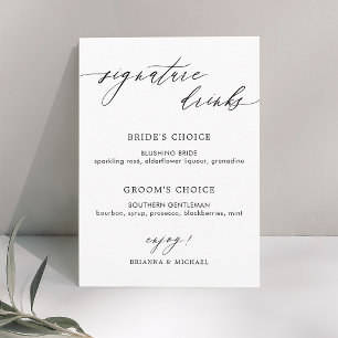 Simple Elegant Calligraphy Signature Drinks Menu