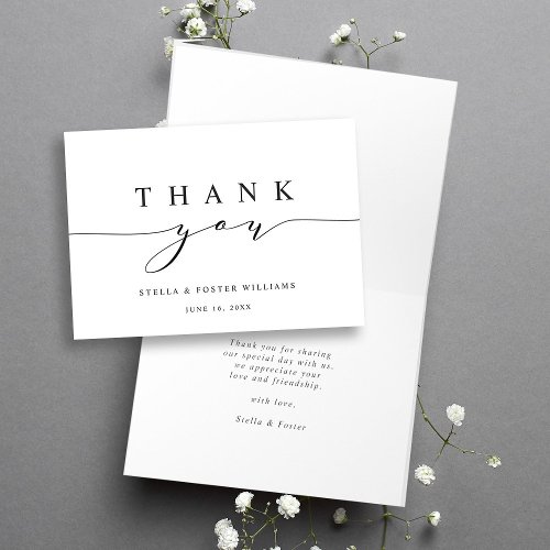 Simple  Elegant Calligraphy Thank You Folded Card