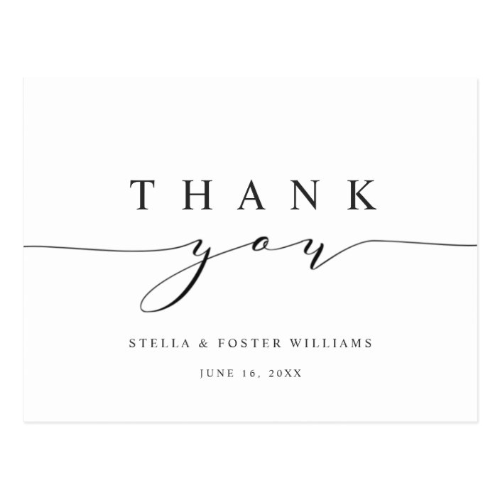 Simple & Elegant Calligraphy Thank You Postcard | Zazzle.com