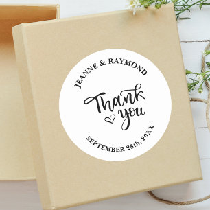 Simple Elegant Calligraphy Thank You Wedding Favor Classic Round Sticker