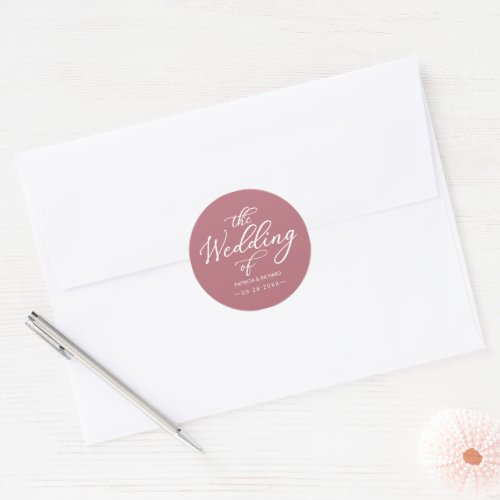 Simple Elegant Calligraphy The Wedding Of Classic Round Sticker