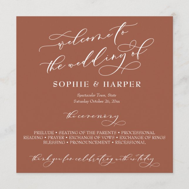 Simple Elegant Calligraphy Typography Terracotta Program (Front)