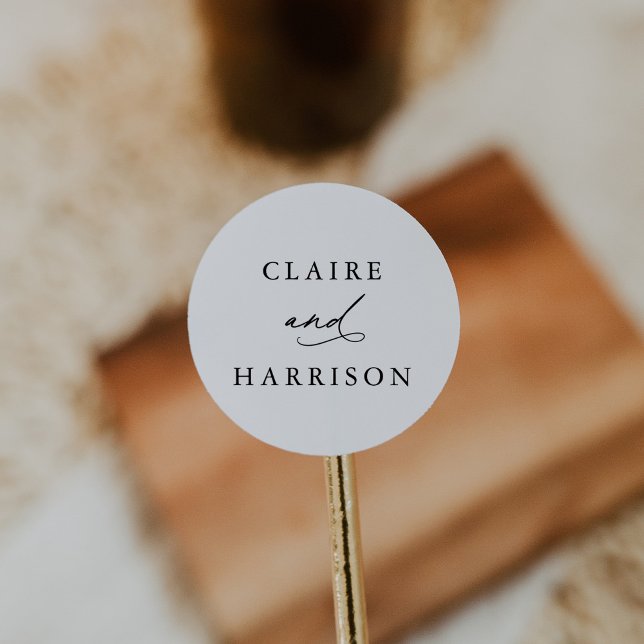Simple Elegant Calligraphy Wedding Classic Round Sticker (Creator Uploaded)