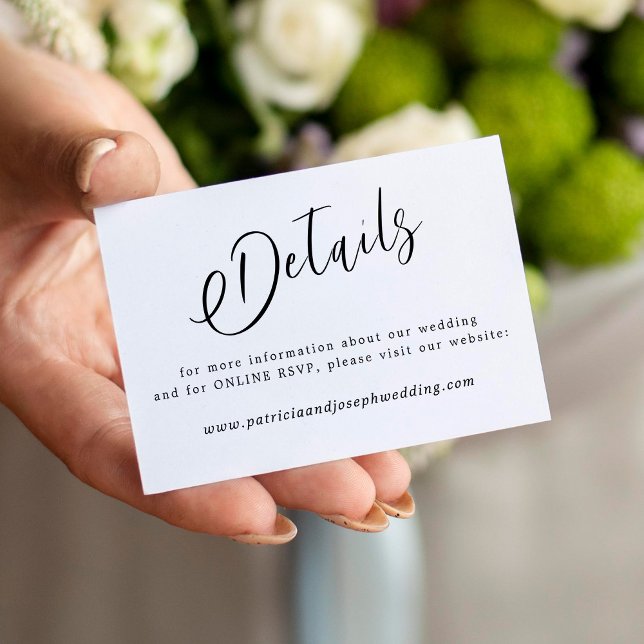 Simple elegant calligraphy wedding details enclosure card (Creator Uploaded)