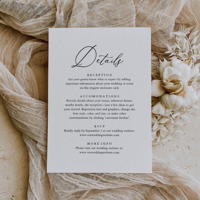 Simple Elegant Calligraphy Wedding Details RSVP Card (Creator Uploaded)