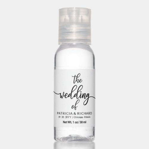 Simple Elegant Calligraphy Wedding Hand Sanitizer