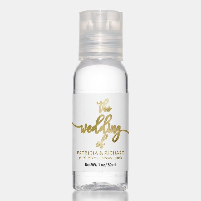 Simple Elegant Calligraphy Wedding Hand Sanitizer (Front)