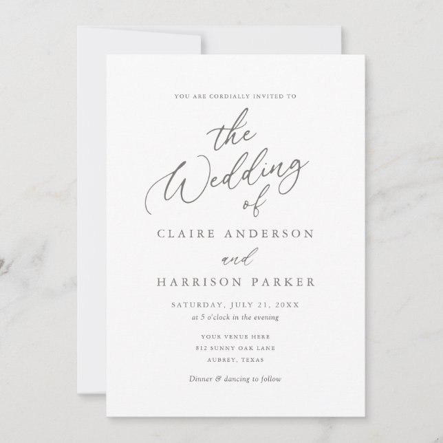 Simple Elegant Calligraphy Wedding Invitation (Front)