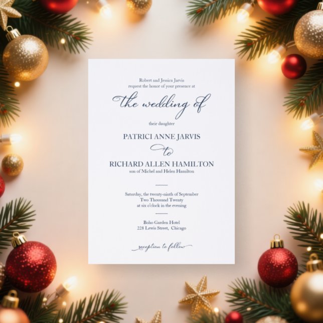 Simple Elegant Calligraphy Wedding  Letterpress Photo Cards (Insitu)