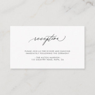 Simple Elegant Calligraphy Wedding Reception Enclosure Card