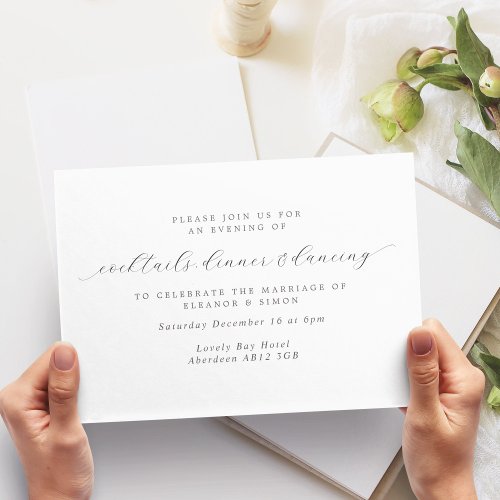 Simple Elegant Calligraphy Wedding Reception Invitation