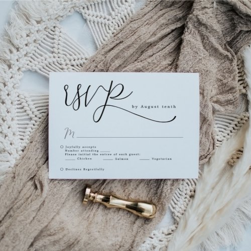 Simple Elegant Calligraphy Wedding  RSVP Card