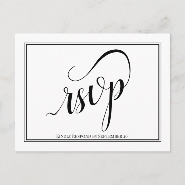 Simple Elegant Calligraphy Wedding RSVP Postcard (Front)
