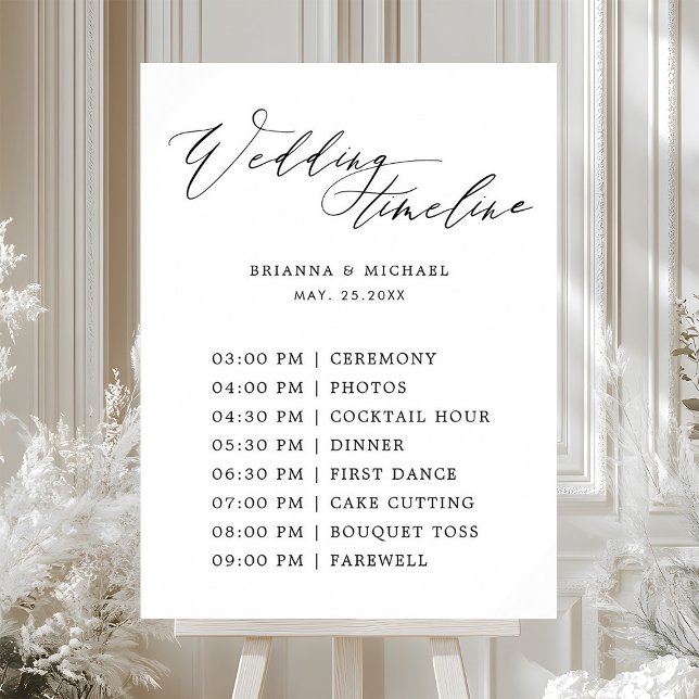 Simple Elegant Calligraphy Wedding Timeline Sign (Creator Uploaded)