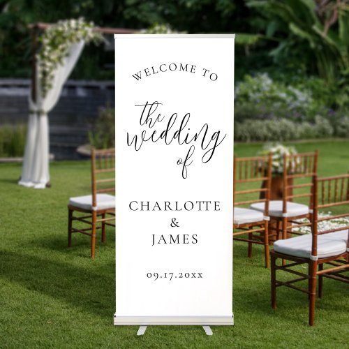 Simple Elegant Calligraphy Wedding Welcome Retractable Banner