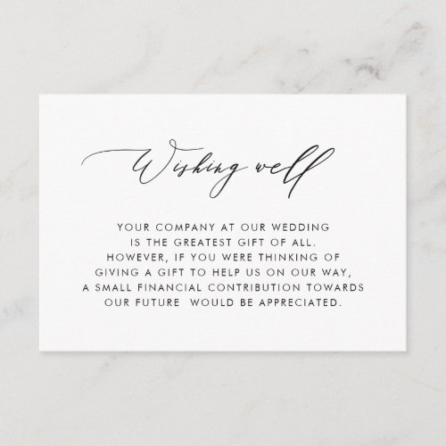 Simple Elegant Calligraphy Wedding Wishing Well En Enclosure Card