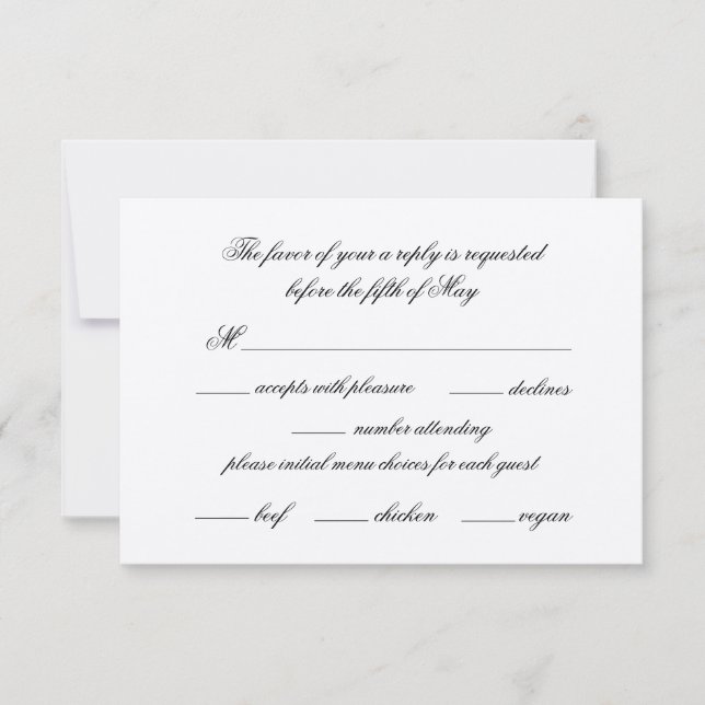 Simple Elegant Calligraphy with Menu Choice  (Front)