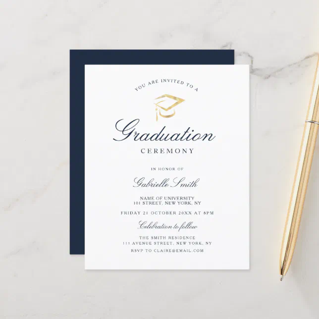 simple elegant cap graduation ceremony invitation | Zazzle