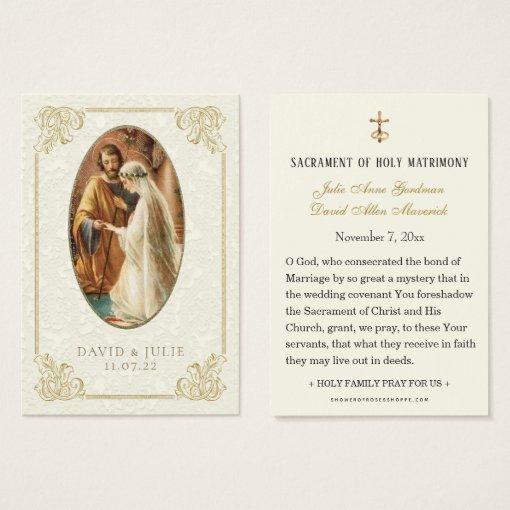 Simple Elegant Catholic Wedding Holy Card | Zazzle