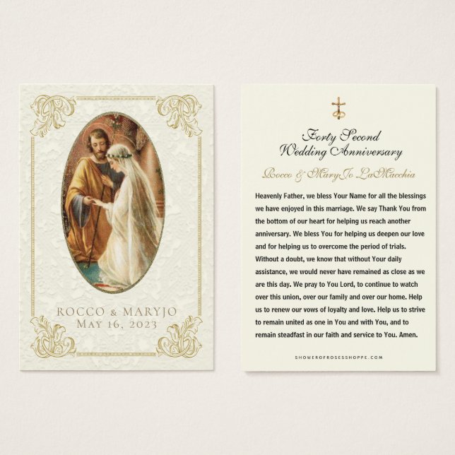 Simple Elegant Catholic Wedding Holy Card (Front & Back)