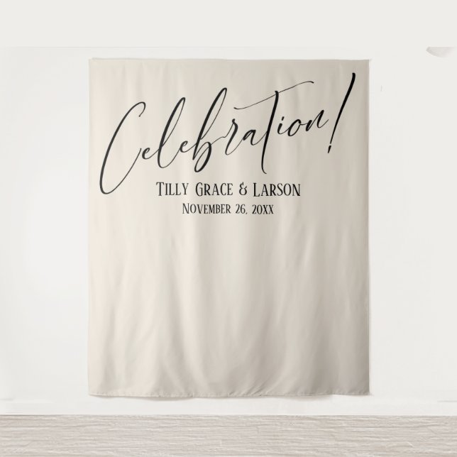 Simple Elegant Celebration! Cream Photo Backdrop (Front)