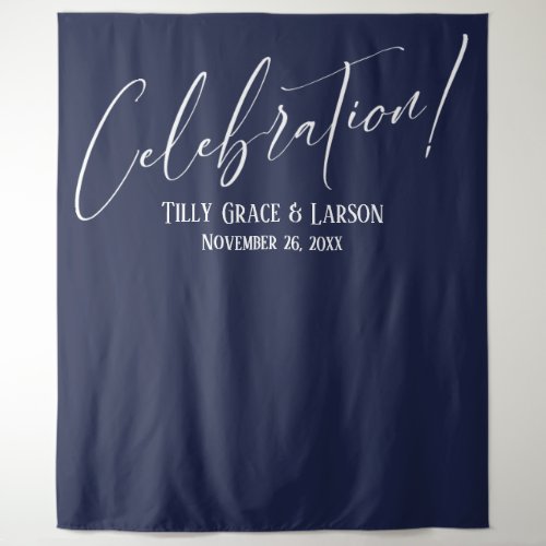 Simple Elegant Celebration Navy Photo Backdrop