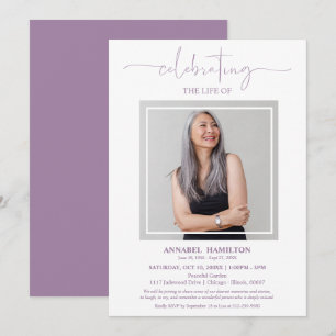 Simple Elegant Celebration of Life Funeral Photo Invitation