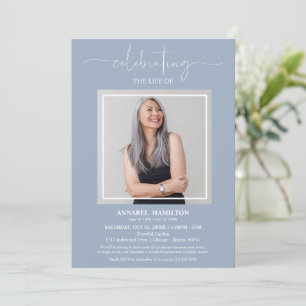 Simple Elegant Celebration of Life Funeral Photo Invitation