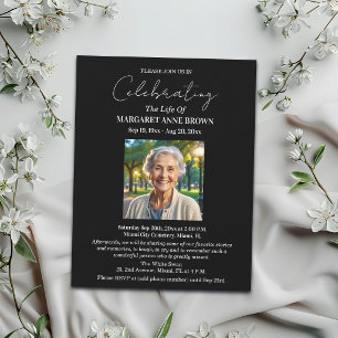 Simple Elegant Celebration Of Life Photo Invitation