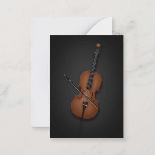 Simple & Elegant Cello with Bow Classical Music Note Card (Front)