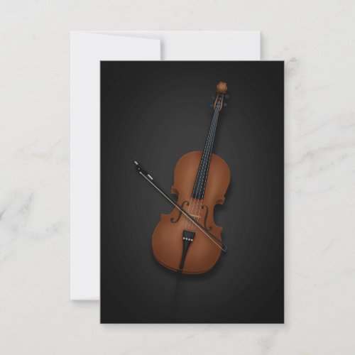Simple  Elegant Cello with Bow Classical Music Thank You Card