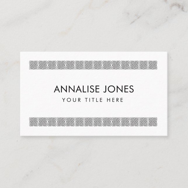 Simple Elegant Celtic Knot Ornament Business Card (Front)