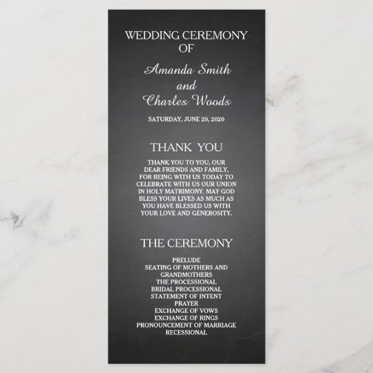 Simple Elegant Chalkboard Wedding Programs Zazzle Com