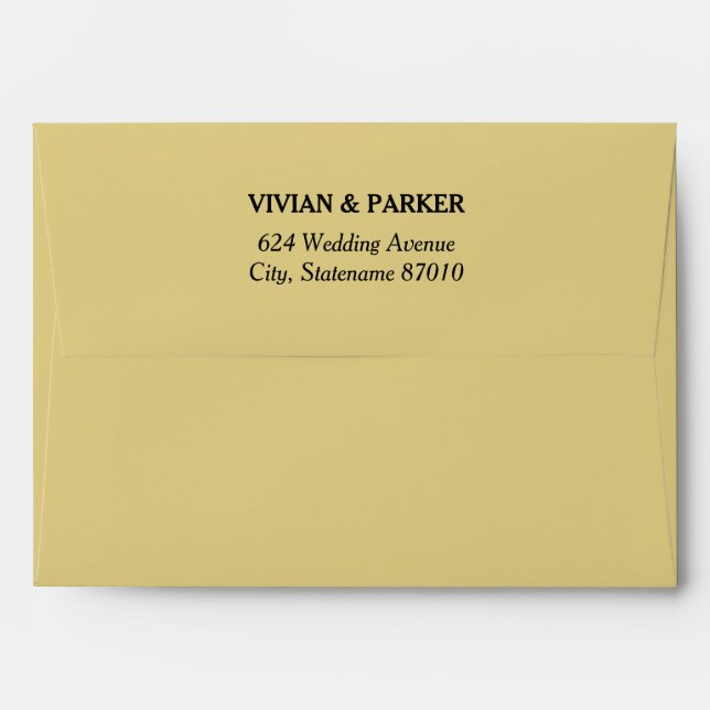 Simple Elegant Champagne Gold and Black Wedding Envelope (Back (Top Flap))