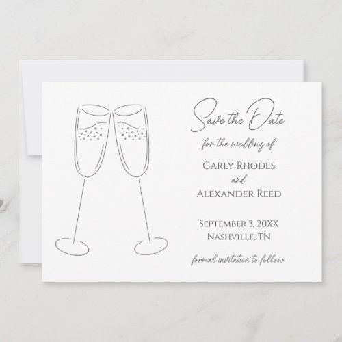 Simple Elegant Champagne Save The Date Invitation