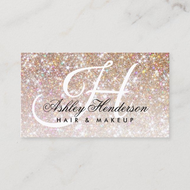 Simple Elegant Champagne Sparkly Hair Business Card (Front)