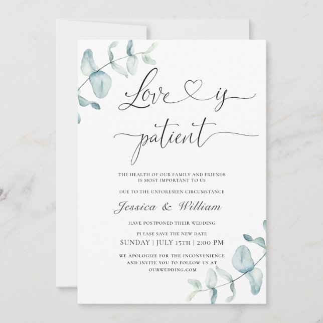 Simple Elegant Change the Date  Watercolor  Invitation (Front)
