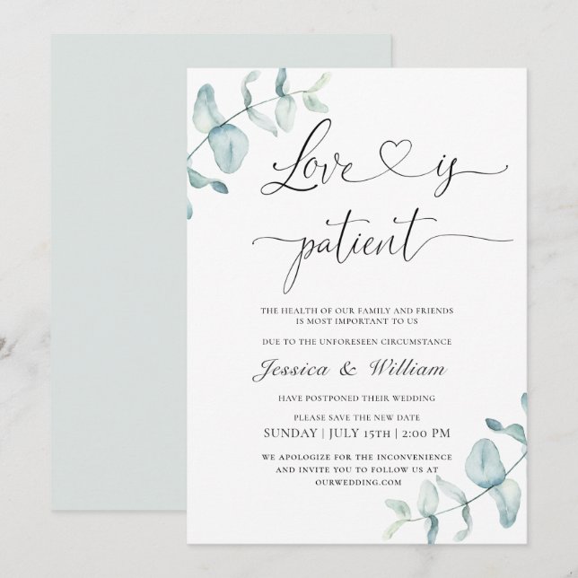 Simple Elegant Change the Date  Watercolor  Invitation (Front/Back)