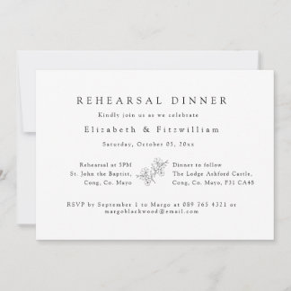 Simple Elegant Cherry Blossom Rehearsal Dinner Inv Invitation