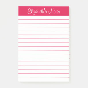Simple Elegant Cherry Red Lined Personalized Post-it Notes