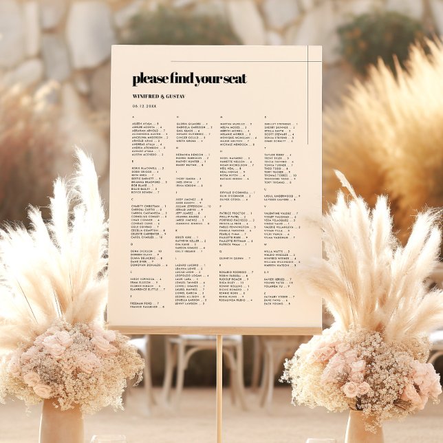 Simple elegant & chic Alphabetical Seating Chart Foam Board (Creator Uploaded)