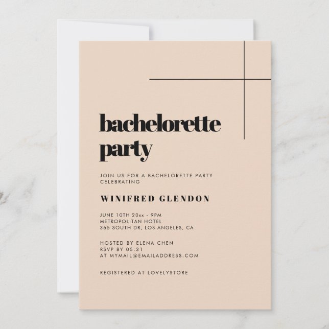 Simple elegant chic bachelorette party invitation (Front)